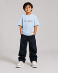 Boys oversized graphic t-shirt in sky blue, There Are No Rules print, Bold Cub Korean streetwear - front