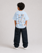 Boys oversized graphic t-shirt in sky blue, There Are No Rules print, Bold Cub Korean streetwear - back