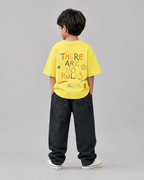 Boys oversized graphic t-shirt in pastel yellow, There Are No Rules print, Bold Cub Korean streetwear - back