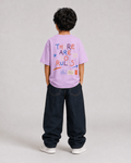 Boys oversized graphic t-shirt in lavender, There Are No Rules print, Bold Cub Korean streetwear - back