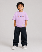 Boys oversized graphic t-shirt in lavender, There Are No Rules print, Bold Cub Korean streetwear - front