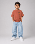Boys oversized graphic t-shirt in Brown, Road Trip print, Bold Cub Korean streetwear - front