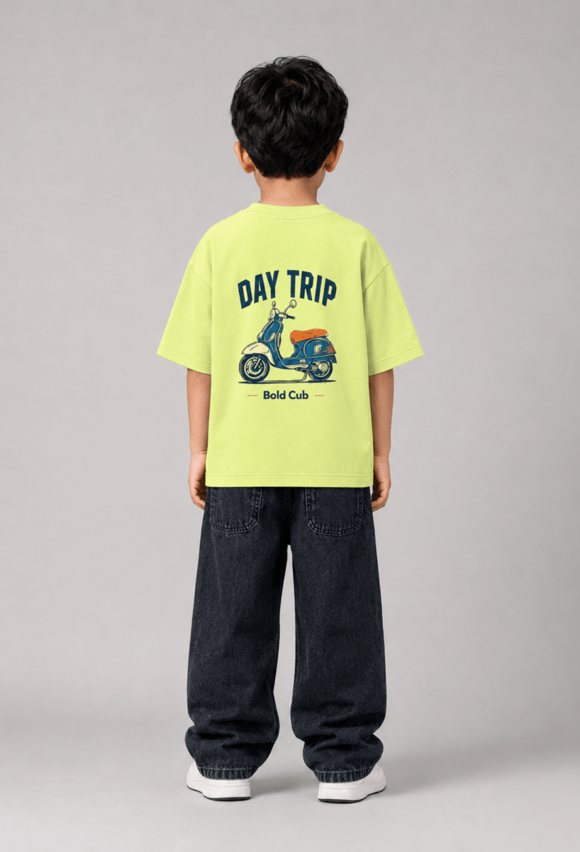 Road Trip – Boys Oversized Graphic T-Shirt – Neon Lime