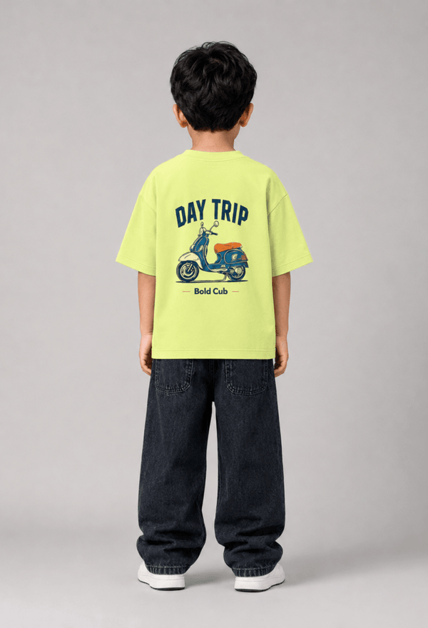 Road Trip – Boys Oversized Graphic T-Shirt – Neon Lime
