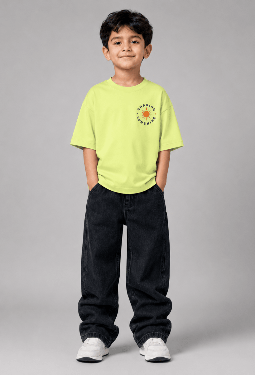 Road Trip – Boys Oversized Graphic T-Shirt – Neon Lime