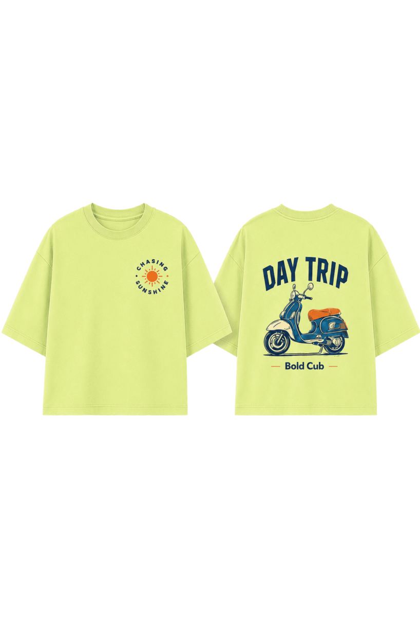 Road Trip – Boys Oversized Graphic T-Shirt – Neon Lime
