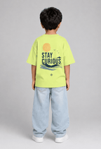 Stay Curious – Boys Oversized Graphic T-Shirt – Neon Lime