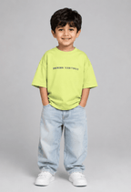 Stay Curious – Boys Oversized Graphic T-Shirt – Neon Lime