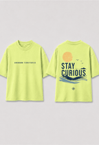 Stay Curious – Boys Oversized Graphic T-Shirt – Neon Lime